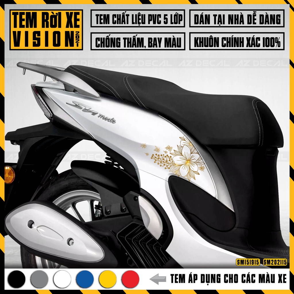 Tem Rời SH Mode Mẫu Hoa Lá Nữ Tính | SM15 | Decal Chống Nước, Áp Dụng Xe 2015 - 2019 Và 2020 - 2021