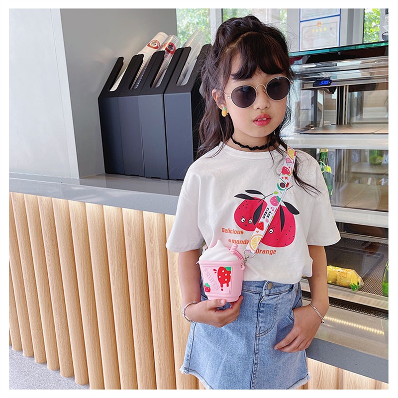 Túi Đeo Chéo Hình Cây Kem Bằng Silicon Dễ Thương Phong Cách Hàn Quốc Cho Bé Gái