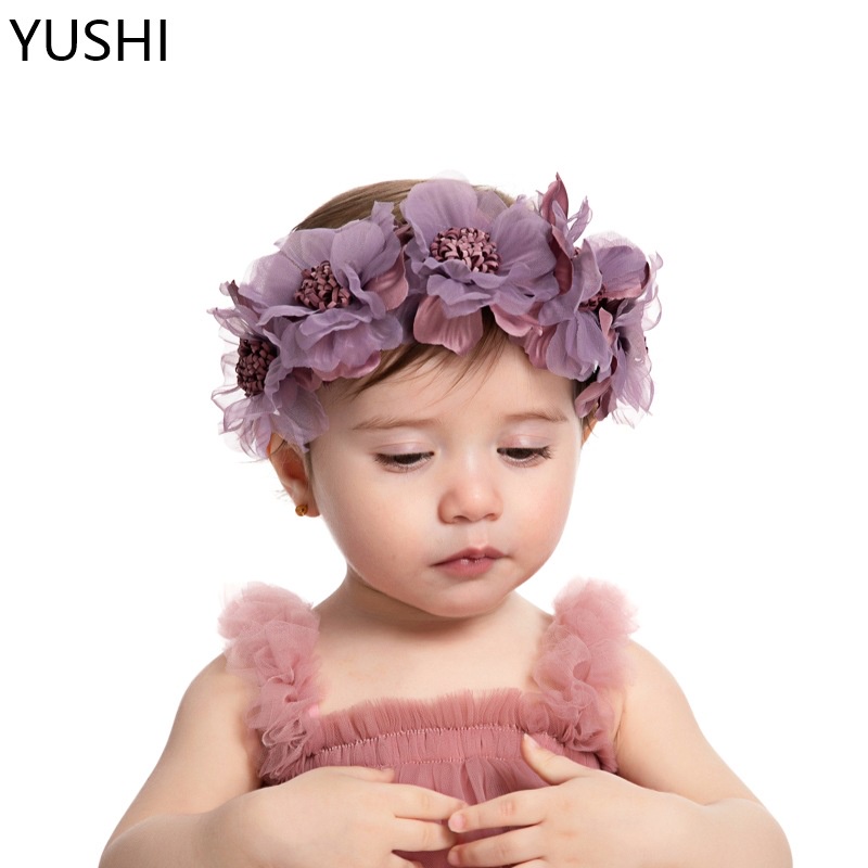 Băng Đô Cài Tóc Đính Hoa Giả 4 Màu Sắc Sáng Tạo Dành Cho Bé Gái