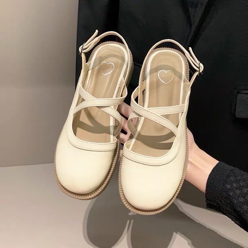 Giày búp bê nữ, Lolita đế cao 3 phân chất đẹp 2 quai chéo tôn chân dễ phối đồ