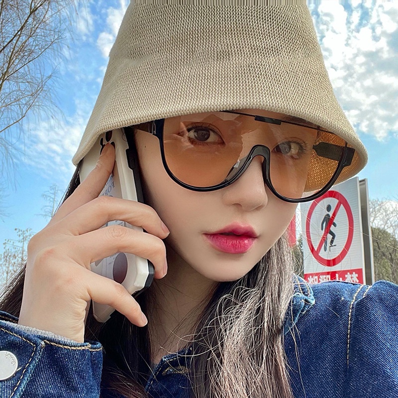 (YUZHU) Kính Chống Nắng Nửa Gọng Ngoại Cỡ Chống Ánh Sáng Xanh Thời Trang Phương Tây