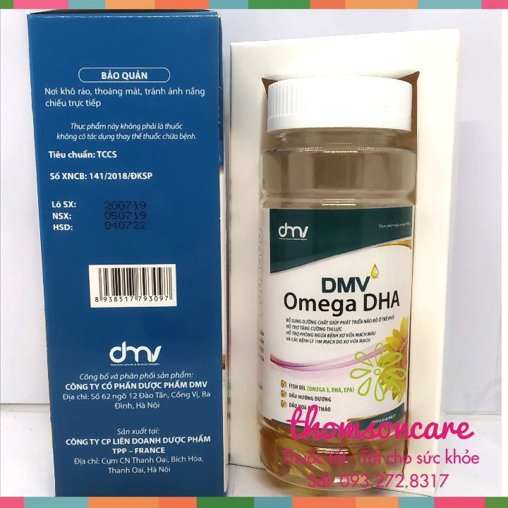 DMV Omega DHA - Viên uống bổ sung omega 3, DHA, EPA từ dầu cá và dầu hoa anh thảo