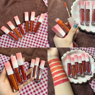 Set 6 cây son kem lì nắp hồng KissBeauty
