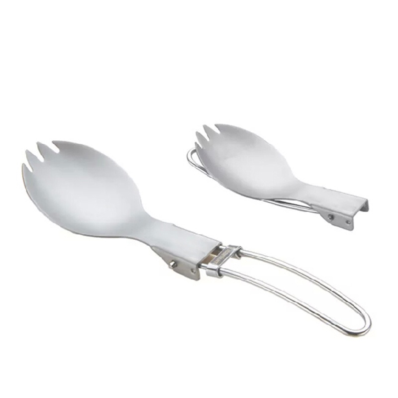 1 Muỗng Nĩa Bằng Thép Không Gỉ Có Thể Gấp Gọn Tiện Dụng Mang Theo Du Lịch Cắm Trại