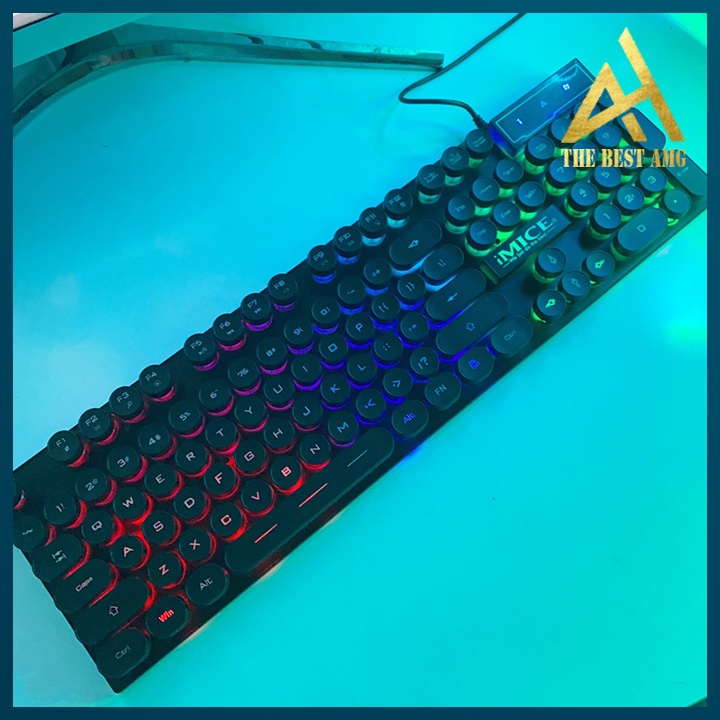 Bàn Phím Máy Tính Gaming Keycap Xuyên Led IMICE AK800 Nút Tròn Bàn Phím Giả Cơ Laptop Có Dây Keyboard Chơi Game