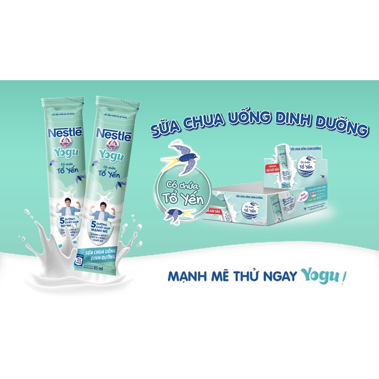 10 bịch sữa chua tổ yến 85ml-Sữa chua uống dinh dưỡng Nestlé Yogu