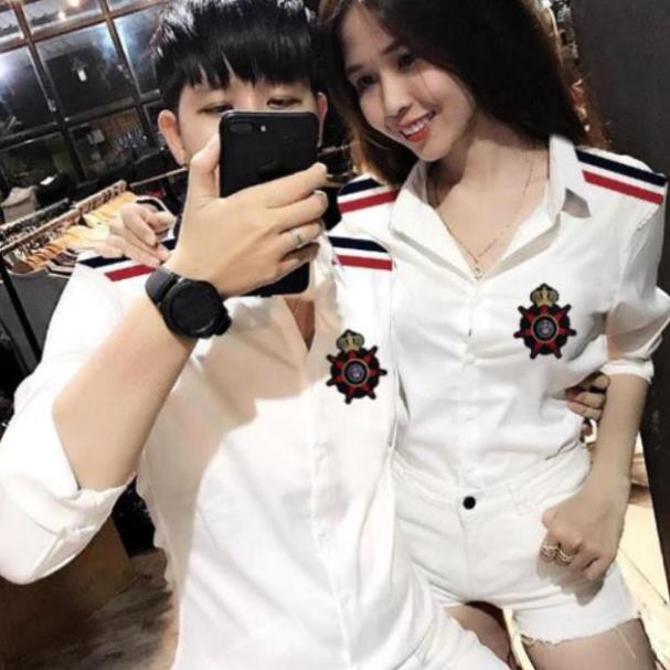 Áo sơ mi lụa nam nữ couple mẫu mới hot hit dịp tết sang trọng tinh tế của KMG