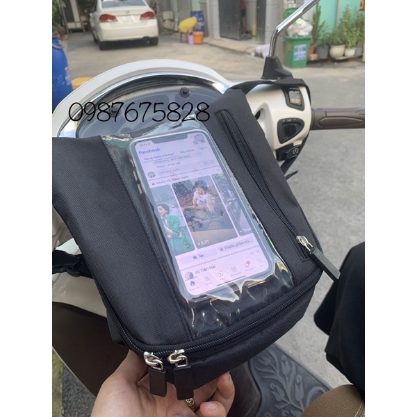 { Xả Xả } túi treo đầu xe máy cho tài xế, cảm ứng điện thoại, xem đừờng đi có lỗ dây sạc