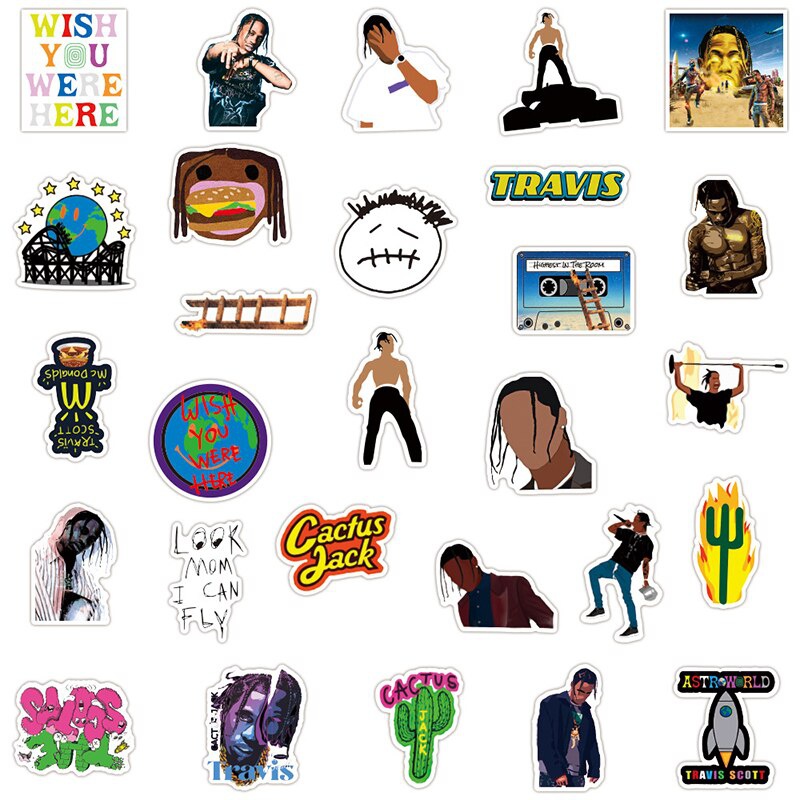 Bộ 50 sticker hình Travis Scott dán trang trí