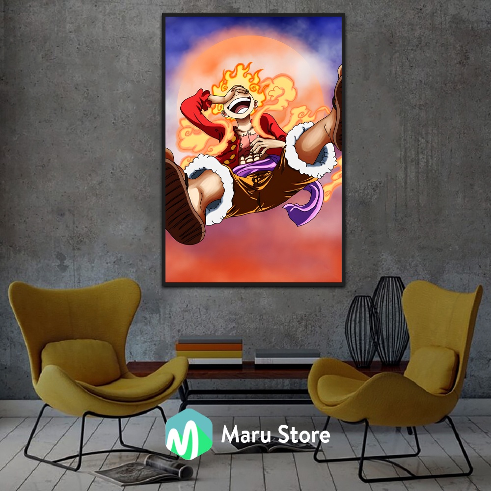Tranh Canvas One Piece Treo Tường Luffy Gear 5 Trang Trí Phòng Gaming