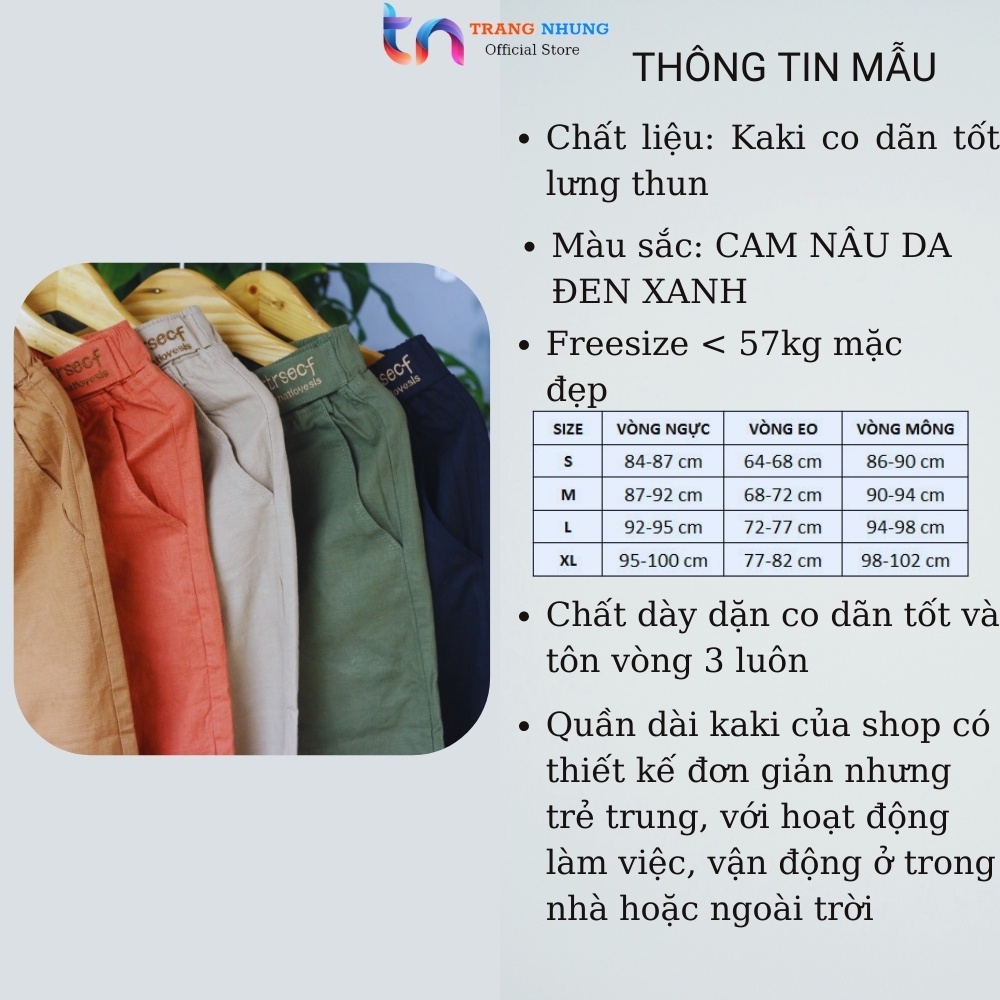 [ 5 MẪU ] Quần Baggy Nữ Kaki Lưng Thun Cao Cấp Chất Siêu Xịn Co Giãn 4 Chiều Kiểu Dáng Thể Thao TRANG NHUNG | BigBuy360 - bigbuy360.vn