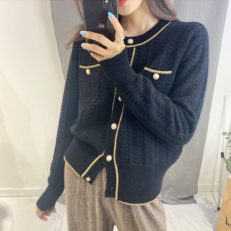 Áo khoác cardigan Pure Cube vải dệt kim tay dài phong cách Hàn Quốc thời trang thu đông mới dành cho nữ