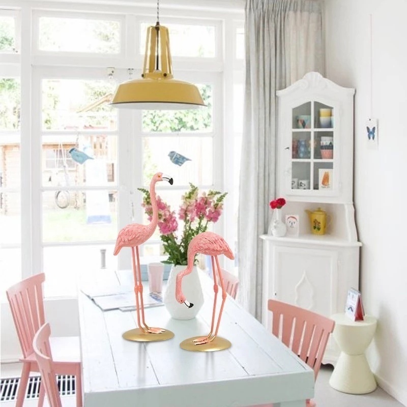 Đồ trang trí Chim Hồng Hạc Trang Trí Nội Thất / Để Bàn Bằng Nhựa Resin Phong Cách Bắc Âu