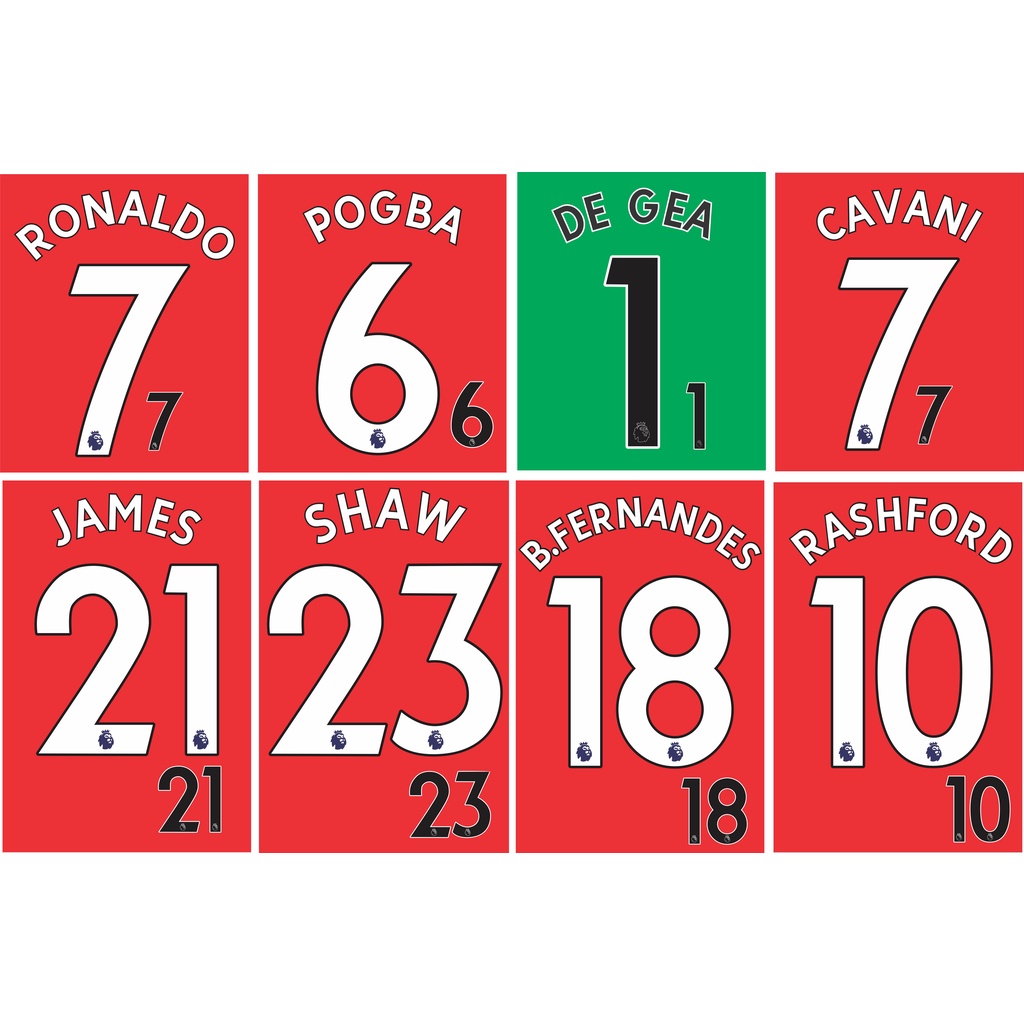 BỘ SỐ IN NAME SET CLB MU 2022- SỐ ÁO CẦU THỦ MANCHESTER (XỊN CHUẨN ÁO ĐẤU) IN ÁO ĐÁ BANH BÓNG