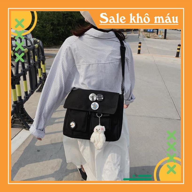 Túi tote canvas đeo chéo giá rẻ trơn vải mềm đi học vừa khổ A4 Thoitranghazin