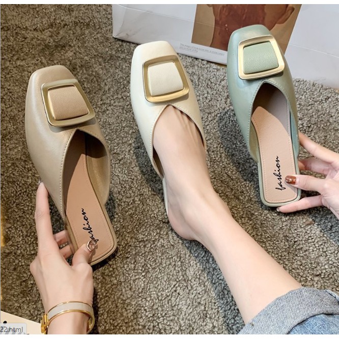 Giày sục nữ, dép nữ búp bê đế bệt mũi vuông hot trend 3 màu Đen - Xanh - Nâu - TGS122 | BigBuy360 - bigbuy360.vn