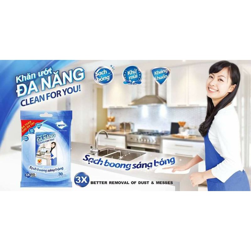 Khăn ướt lau đa năng Nano Gói 30 miếng