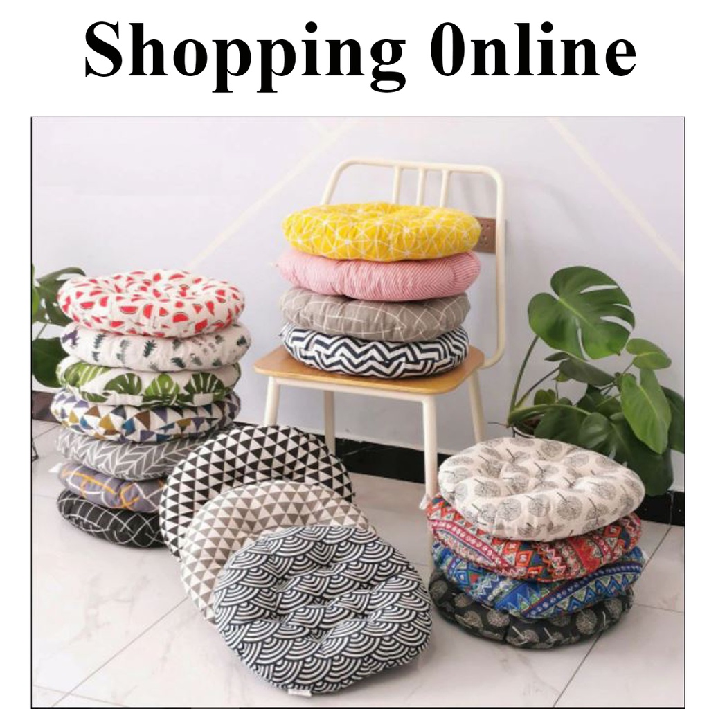 Đệm ngồi bệt size lớn thêu vi tính, đệm lót ghế vuông bông trắng cực êm ĐB02