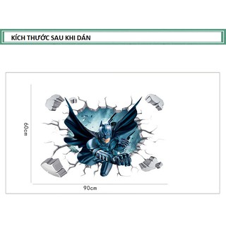Decal Dán Tường Tranh 3D Người Dơi- decal batman có keo sẵn dễ dàng dán tại nhà