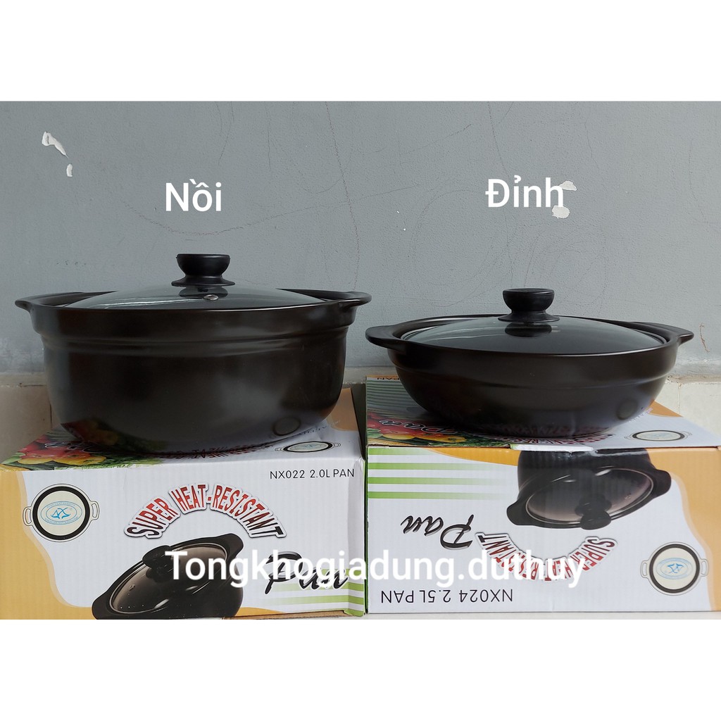 Nồi đất nắp kính kho cá 1.0L