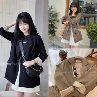 Áo blazer hai lớp, áo vest hai túi có 2 lớp dày dặn style Hàn Quốc - VEST01