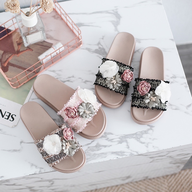 Dép quai ngang 3 bông dạ Gom1688