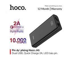 ✅Giảm giá ✅Pin dự phòng HoCo J45 10.000mAh 2 cổng USB-sạc nhanh cho iphone 11-12 oppo samsung huawei