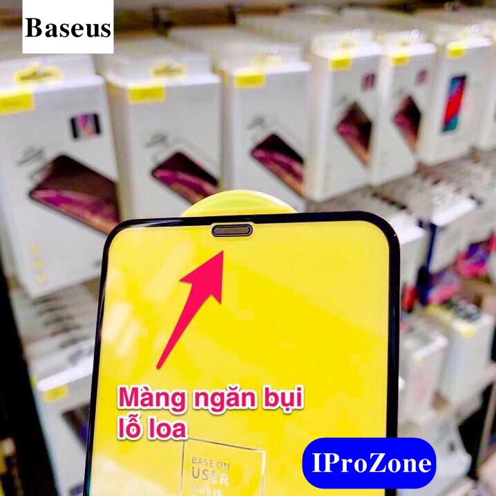 Kính cường lực Full màn có chống bụi màng loa cao cấp chính hãng Baseus dành cho IPhone X ,XS , XS Max , XR