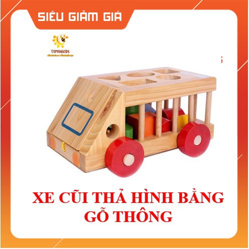 Đồ chơi xe cũi thả hình bằng gỗ - Hàng Việt Nam giúp bé phát triển trí não, tư duy hình khối - Tamankids