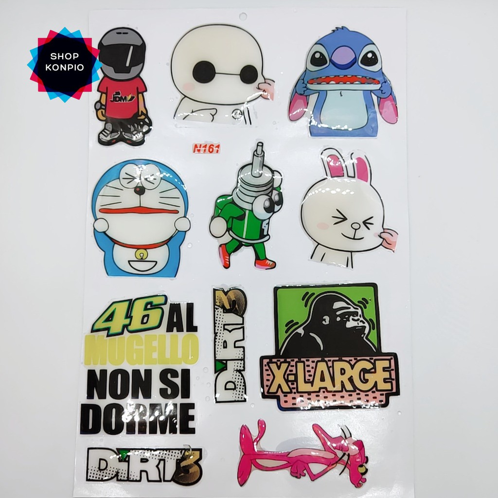 Bộ Tem Dập Nổi Cao Cấp Dán Xe Máy, Ô Tô, Mũ Bảo Hiểm, Chống Thấm Nước, Chống Bay Màu