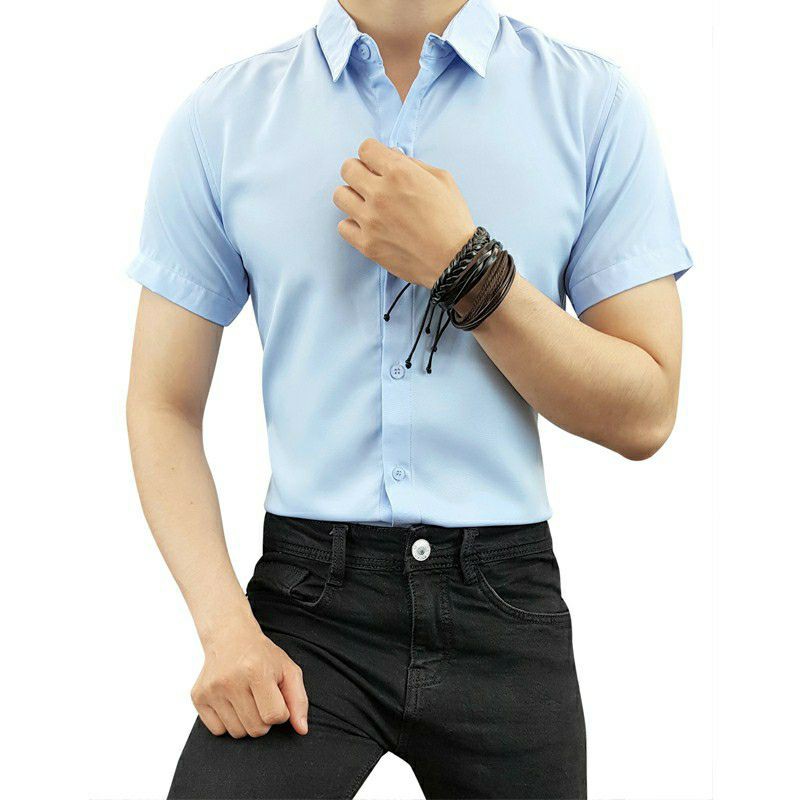 Bộ sưu tập áo sơ mi ngắn tay Nam Hàn Quốc chất đẹp cotton lụa chống nhăn | BigBuy360 - bigbuy360.vn