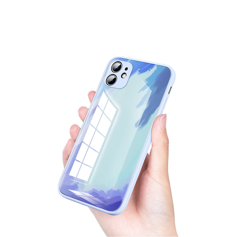 [sweet] IPhone12 12Pro 12proMax Silicone Shockproof Tempered Glass Phone Case Protective Cover