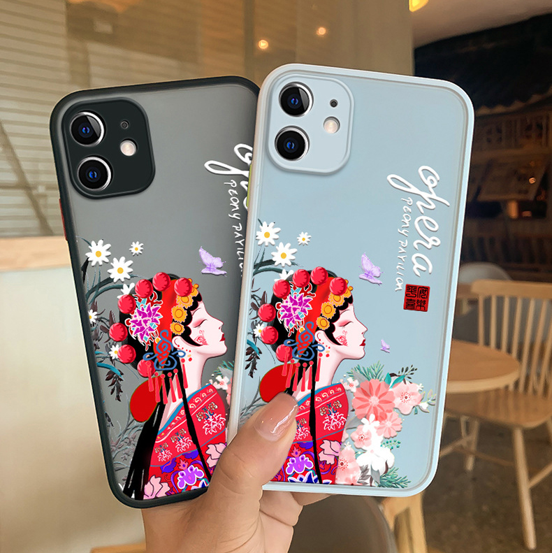 Xiaomi mobile phone painted Chinese trendy skin-feel frosted all-inclusive fine hole lens protective cover for Xiaomi series mobile phones