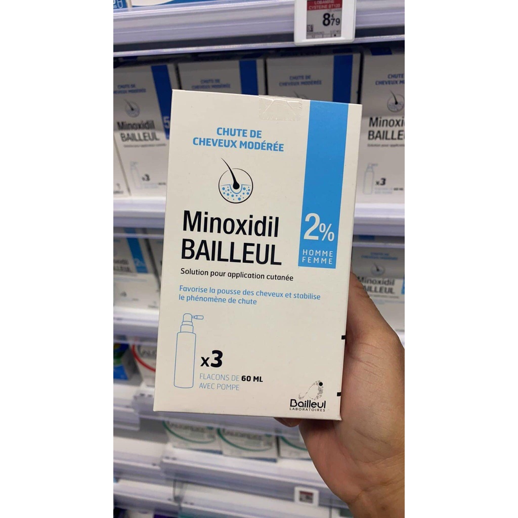 Xịt mọc tóc, giảm rụng tóc, giảm hói đầu Minoxidil Bailleul 2%