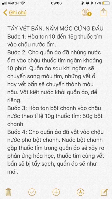 Thuốc Tẩy Mốc Thuốc Tẩy Trắng Quần Áo Dân Gian KMNO4 + Bột Chanh