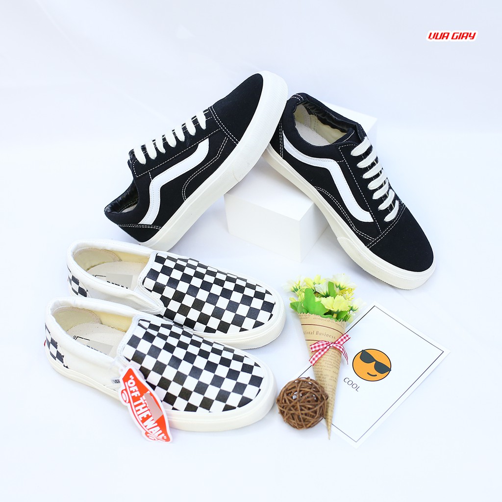 [Mã FAGREEN245 giảm tới 30K đơn 99K] Giày Thể Thao nam nữ Đen Caro Đẹp Rẻ