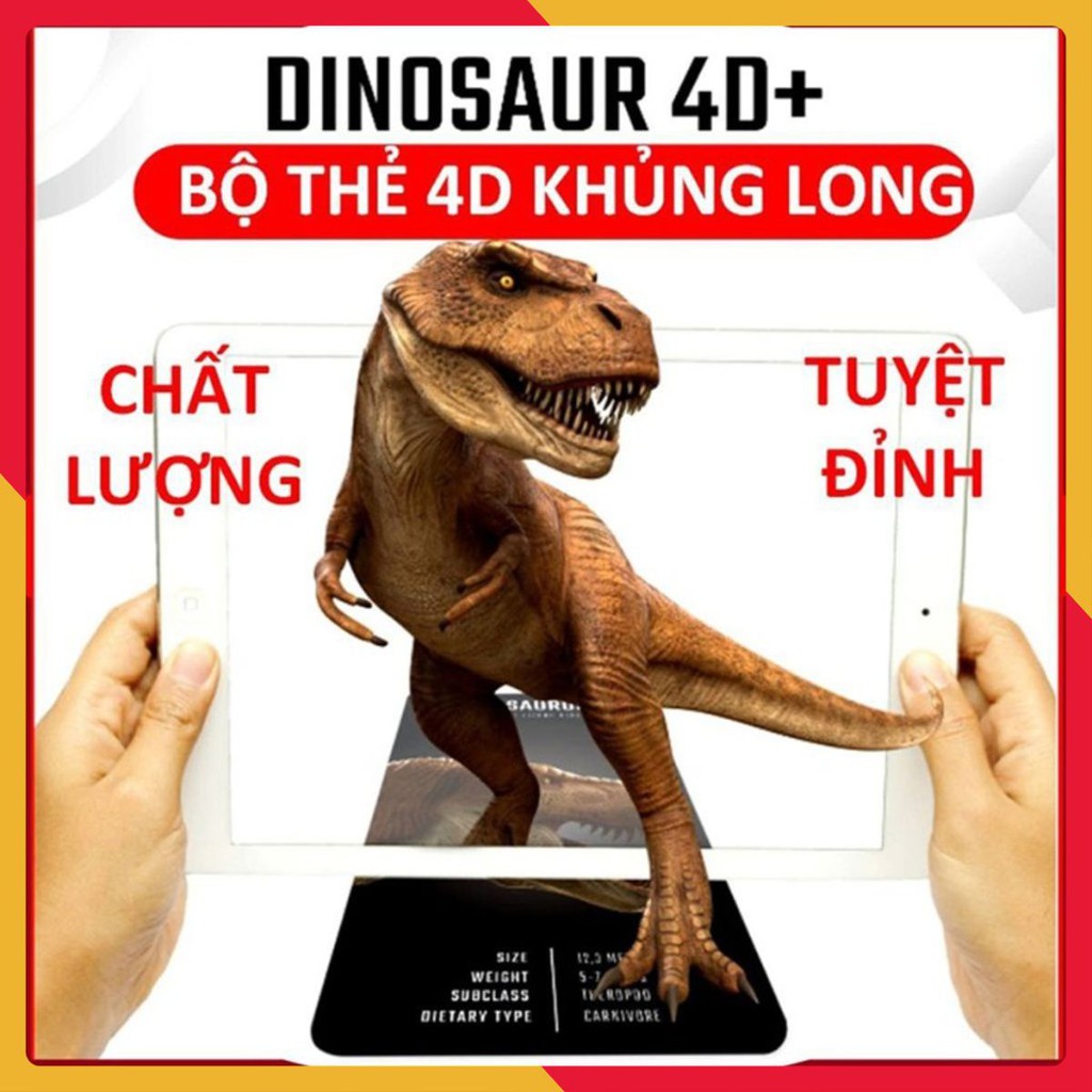 Bộ thẻ 4D, thẻ học thông minh khủng long DINOSAUR cho bé yêu khám phá - SHOP CU BIN