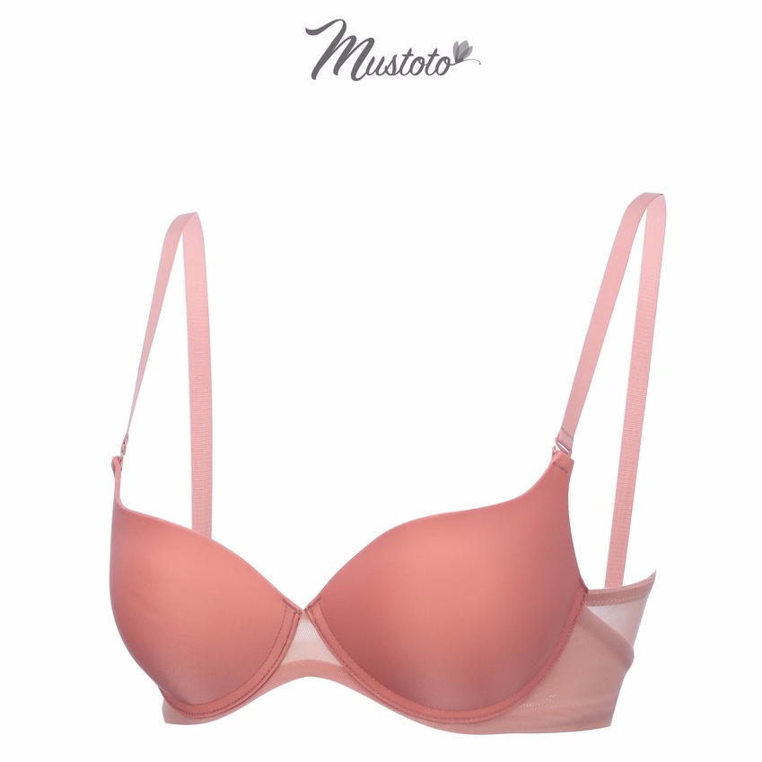 Áo Lót Nữ Trơn Phối Lưới Mút Dày 3cm Không Gọng Thoải Mái Bra Daylity Hồng Cam (Mustoto MA42)