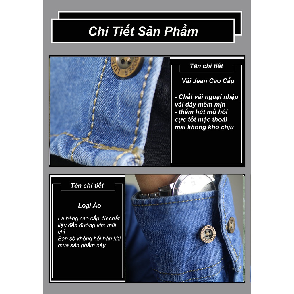 áo jean nam dài tay cao cấp vải cotton dày đẹp hàng chuẩn size vải đẹp | BigBuy360 - bigbuy360.vn