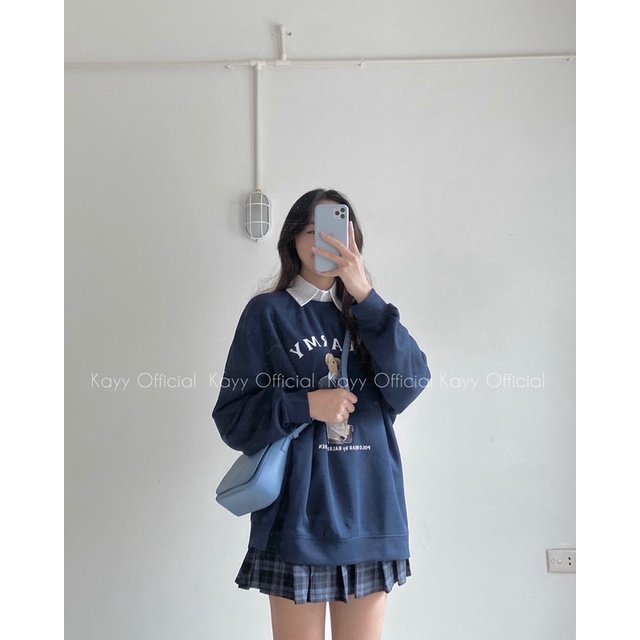 Áo nỉ dáng rộng hình gấu _  Ngd (Ảnh thật ) | BigBuy360 - bigbuy360.vn