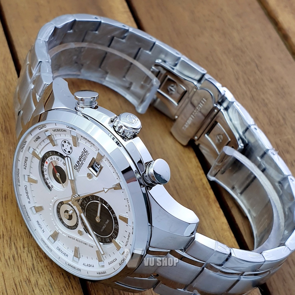 Đồng hồ nam SUNRISE 1135SA World time Chính hãng