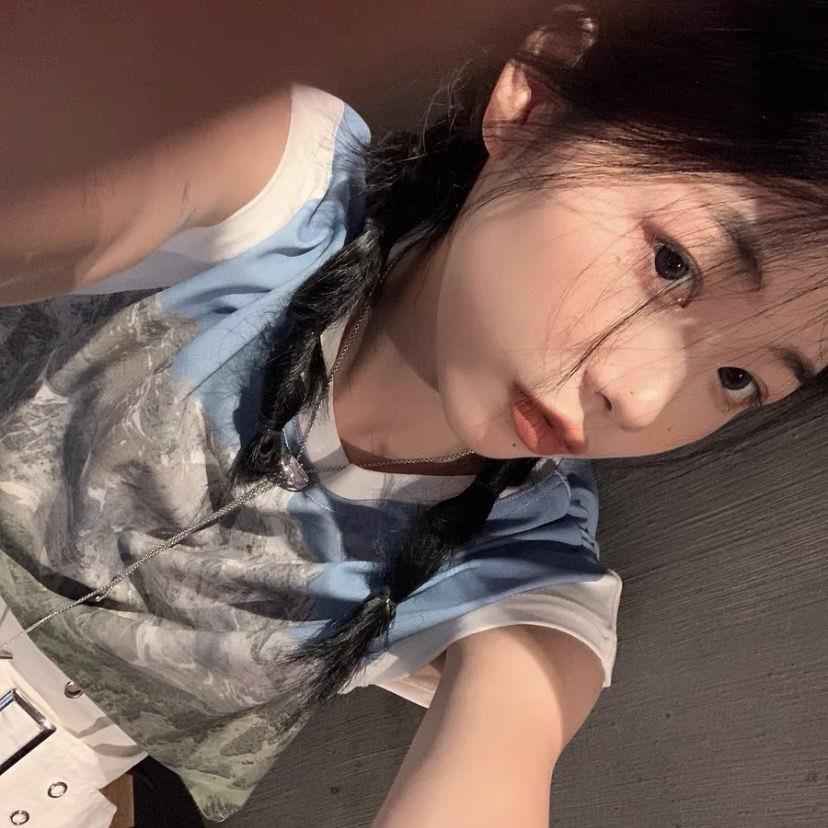 Áo Thun Cổ Tròn Dáng Rộng In Hình Phong Cảnh Ngọn Núi Mỹ Cổ Tròn Thời Trang Đường Phố Cho Nữ