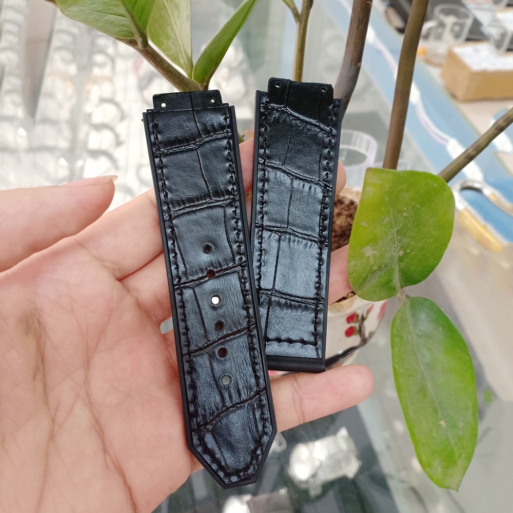 [CÓ TOOL THAY DÂY] Dây đep cao su Hublot vân cá sấu size sz42mm dây 19-25-22 hương Vani 3 MÀU CAO CẤP