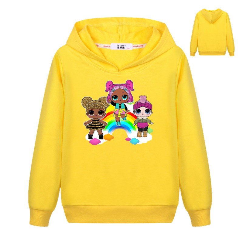 Áo Hoodie Tay Dài Hình Búp Bê Xinh Xắn Đáng Yêu Cho Bé Gái