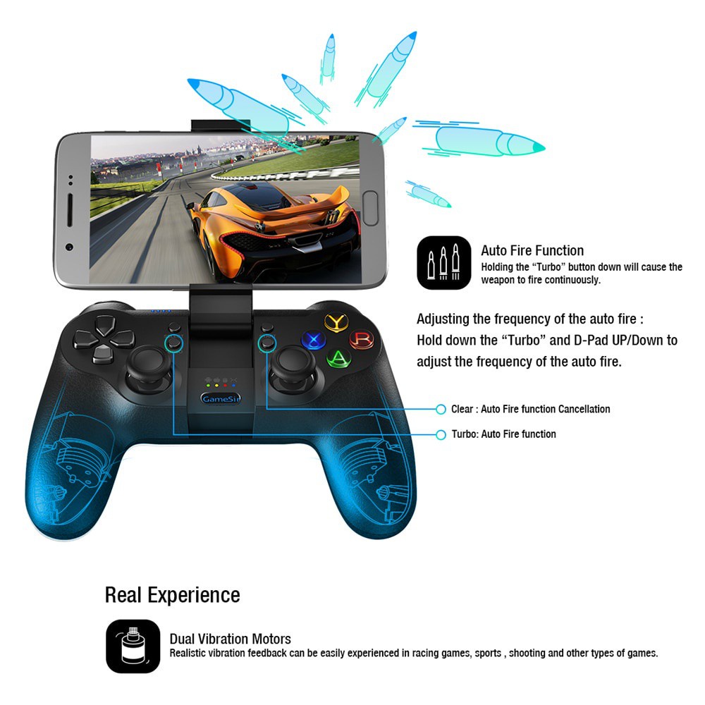 Tay Cầm Chơi Game Không Dây Gamesir T1S Bluetooth 4.0 Và 2.4ghz Cho Android / Pc / Steamos Pubg Call Of Duty Cod
