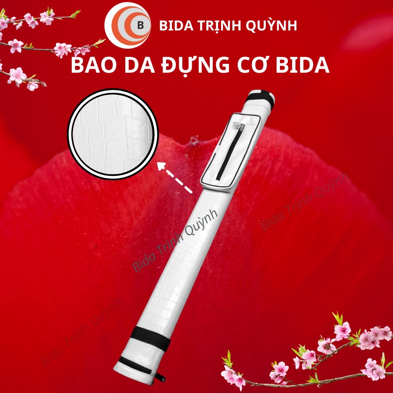 Bao Đựng Cơ Bida bao đựng gậy bida bi-a, Hộp Đựng Cơ Bida Chống Sốc Chống Nước Bọc Da PU màu Trắng Cao Cấp