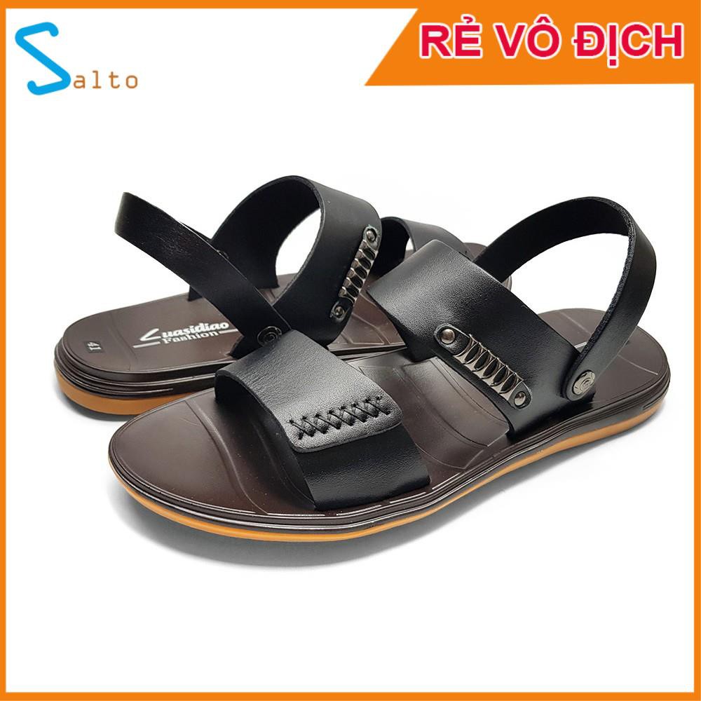 Sandal Nam Da Thật DE0716 (Đen - Nâu)