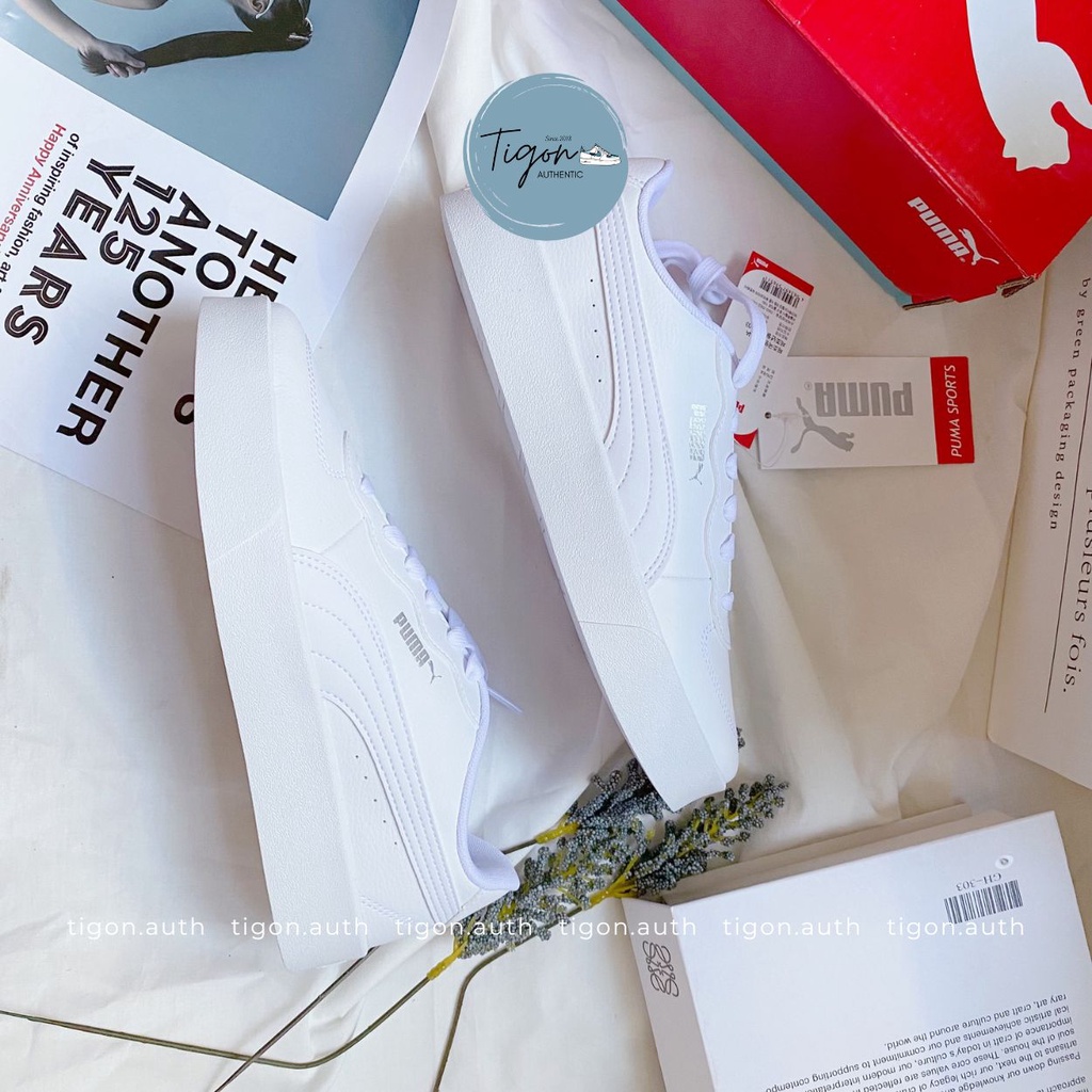 Giày sneaker nữ Puma Skye Clean trắng, Giày thể thao nữ chính hãng   Tigon.auth