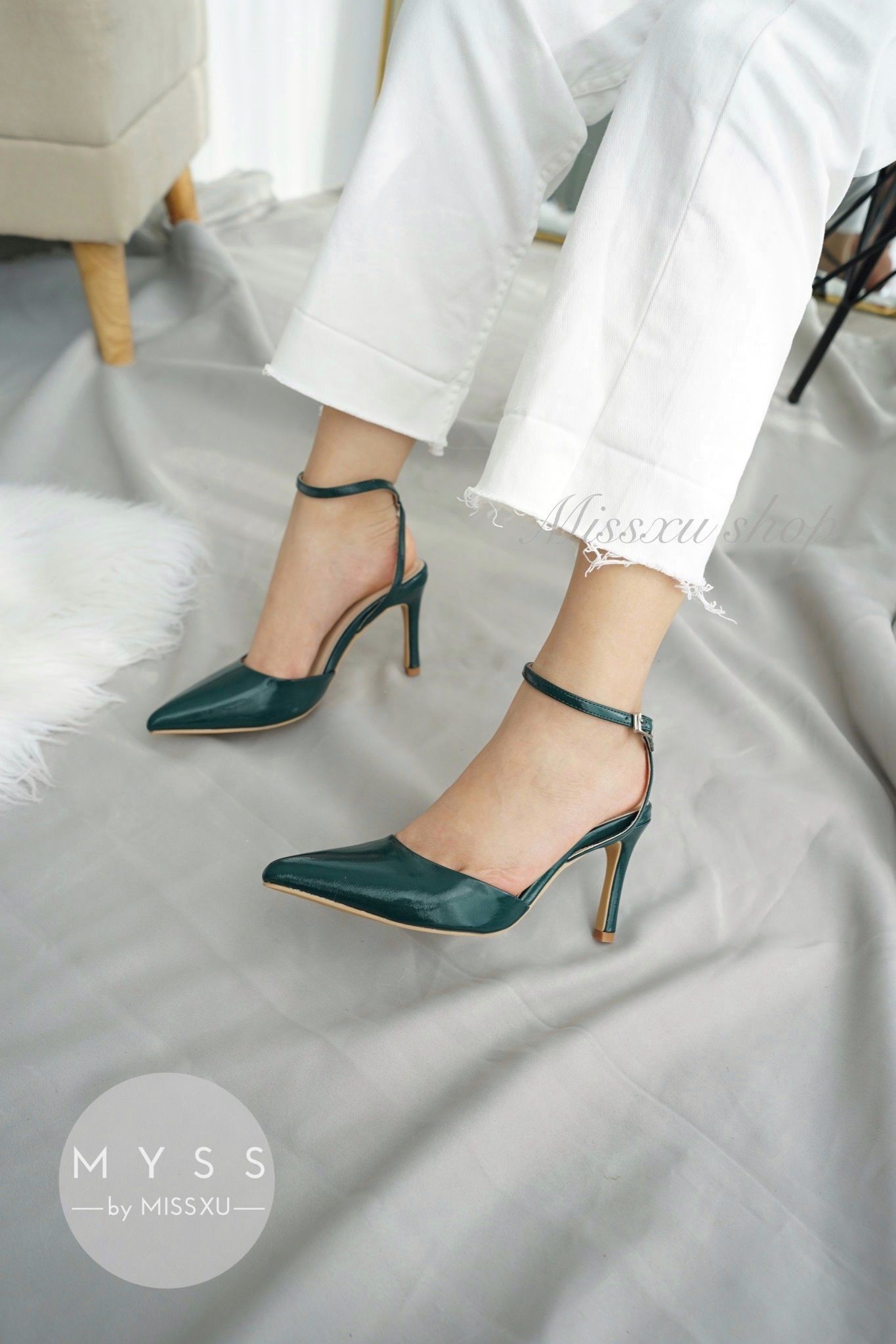 Giày nữ mũi nhọn cài quai sau 7cm thời trang  MYSS - CG193