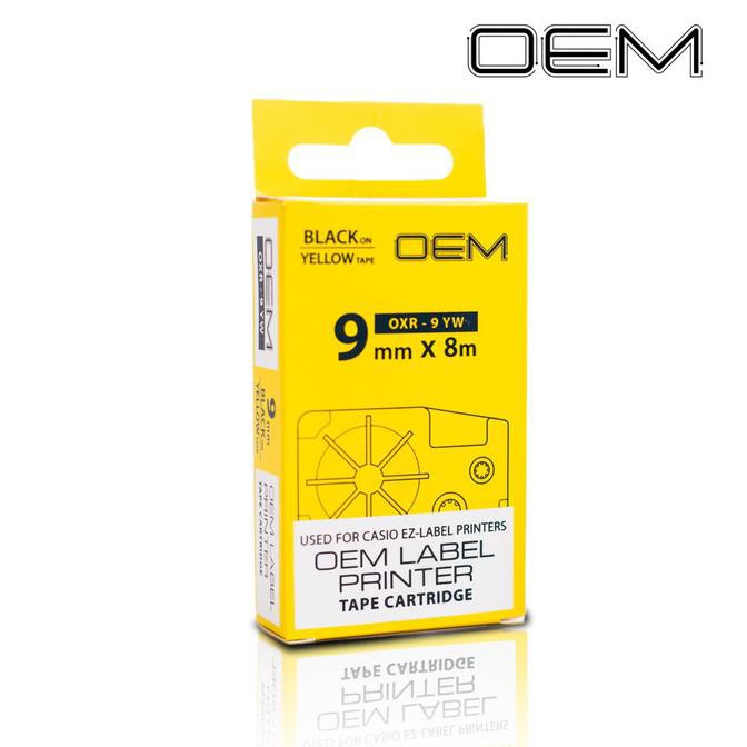 CASIO Oem Băng Keo 9mm Màu Vàng Đen Mực (Oxr-9Yw) Mã 008)